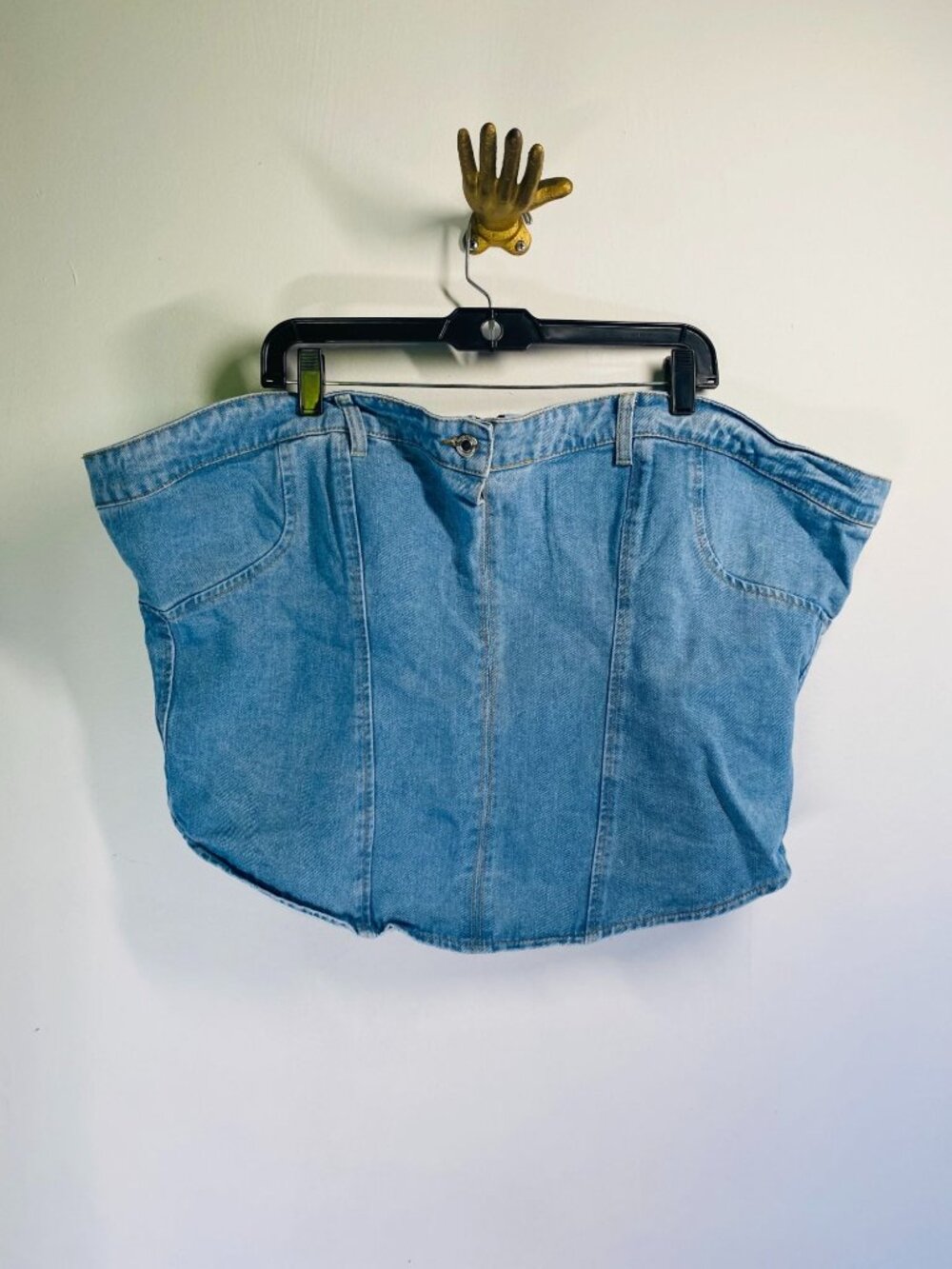 PrettyLittleThing Plus Size 24 Light Blue Denim Corset Top Bustier UK 28 US 24 E